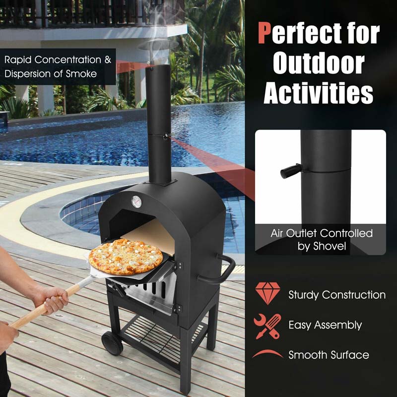 Outdoor Portable Pizza Oven with Pizza Stone and Waterproof Cover