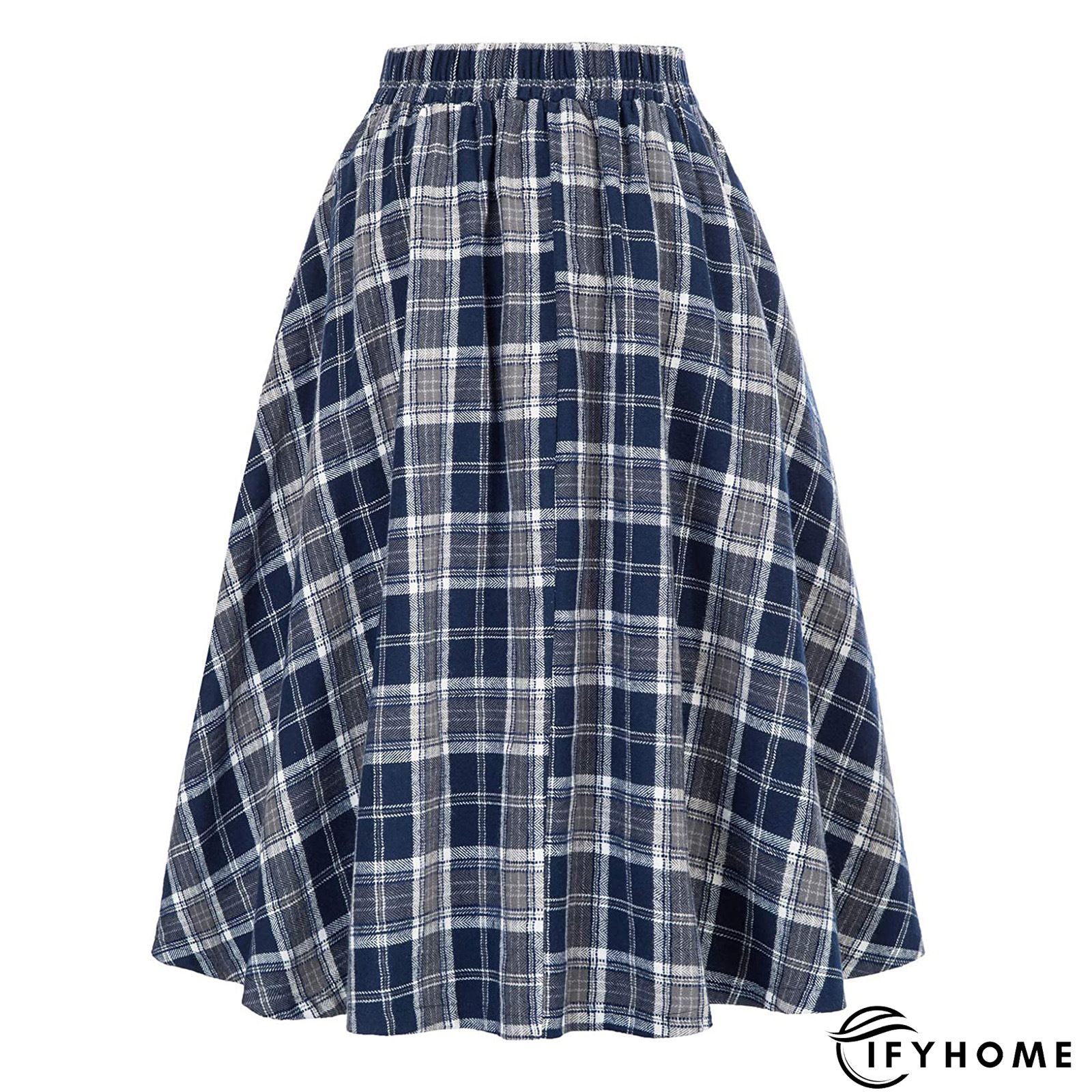 Plaid Printed Vintage Casual A-Line Skirt | IFYHOME