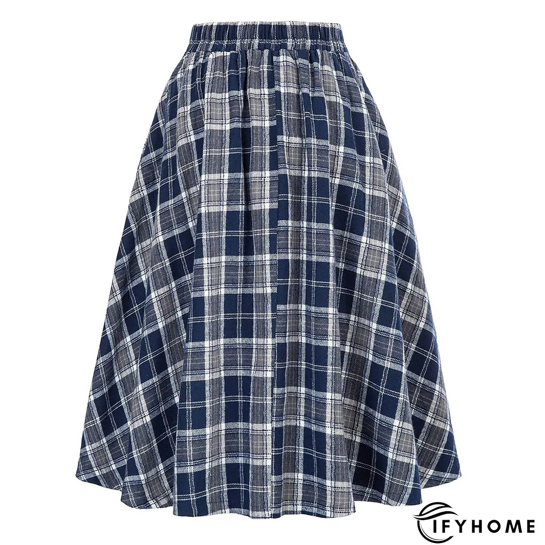 Plaid Printed Vintage Casual A-Line Skirt | IFYHOME