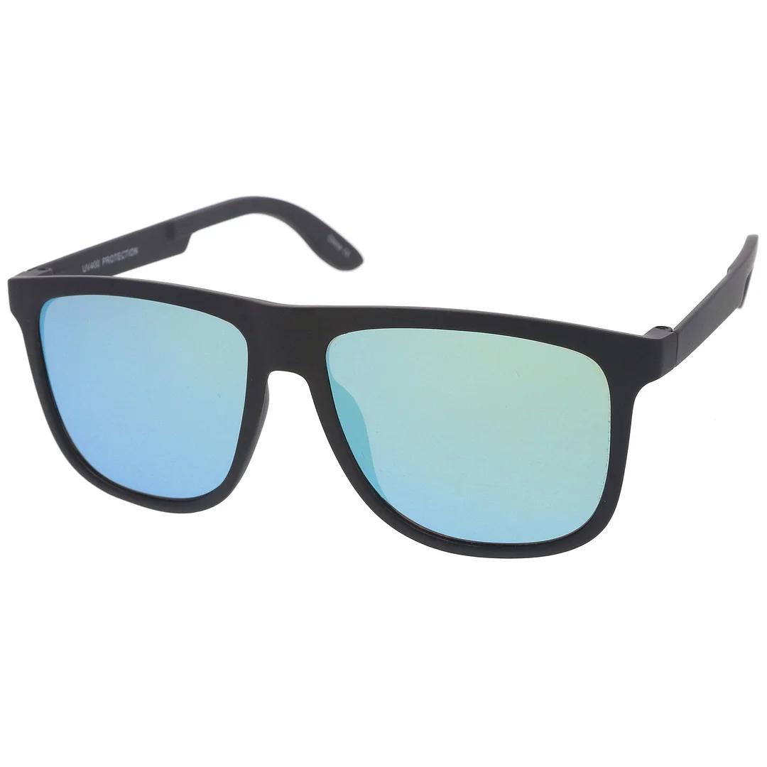 Lifestyle Rubberized Matte Flat Top Colored Mirror Square glasses 55mm