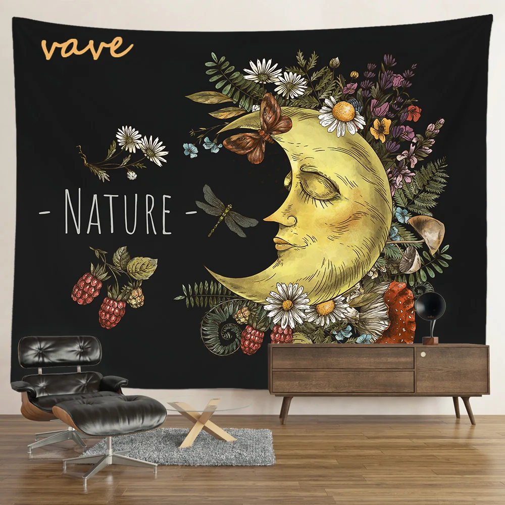 Nigikala Magic Vintage Tarot Mushroom Tapestry Wall Hanging Trippy Butterfly Mandala Hippie Aesthetic Tapestry Sun and Moon
