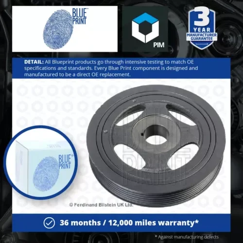 Crankshaft Pulley fits TOYOTA YARIS 1.0 2010 on 1KR-FE Belt Blue Print Quality Parts
