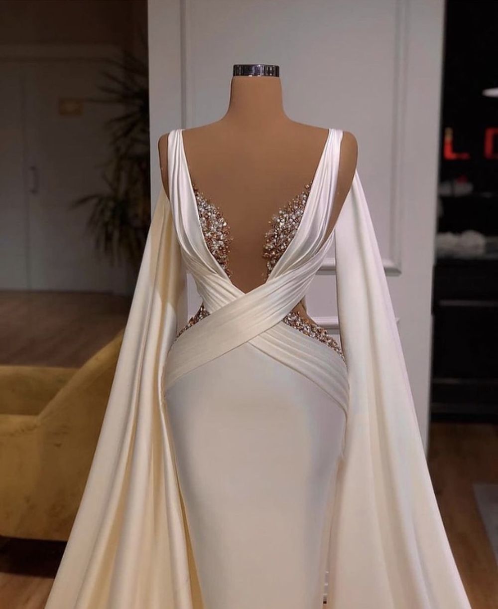 Ovlias White Crossover Sleeveless Pleated Prom Dress Pleated With Rhinestone JQ0069