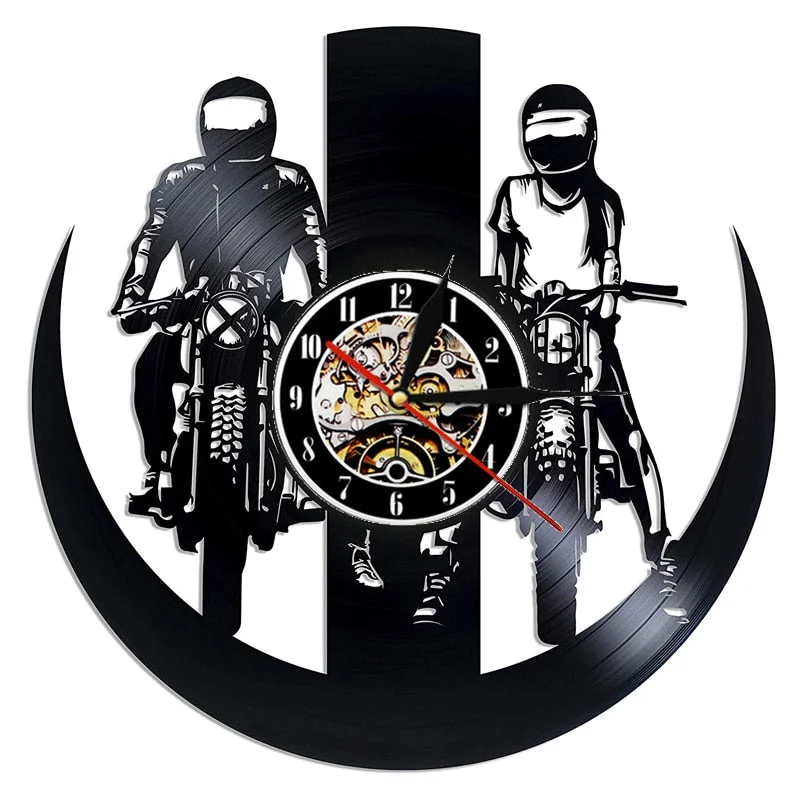 Motocross Vinyl Record Wall Clock Modern Design Motorcycle Racing 3D Decoration Hanging Watch Vinyl Wall Clocks Home Decor
