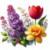 Lilac And Tulip-Partial 11CT Stamped Cross Stitch Bead Embroidery 36*36cm/14.17*14.17in tapestrymarket