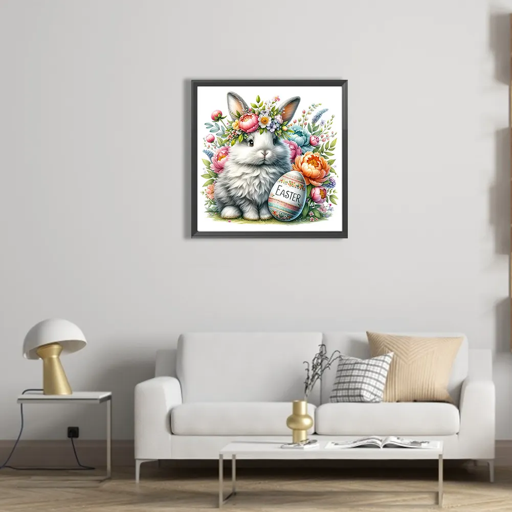 Diamond Painting - Full Square Drill - Easter Rabbit Flower(Canvas|45*45cm)