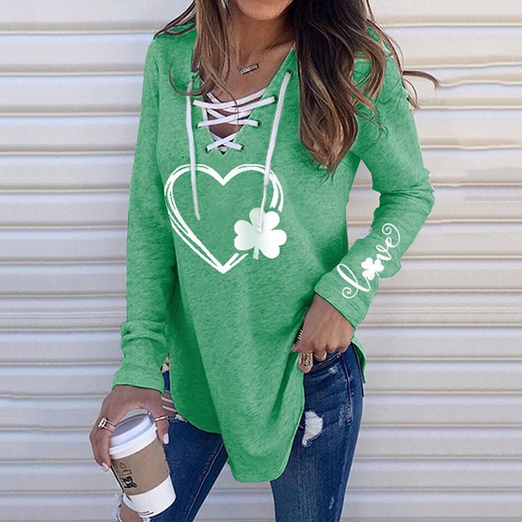 Comstylish Women'S St. Patrick'S Day Lucky Shamrocks Print V-Neck T-Shirt