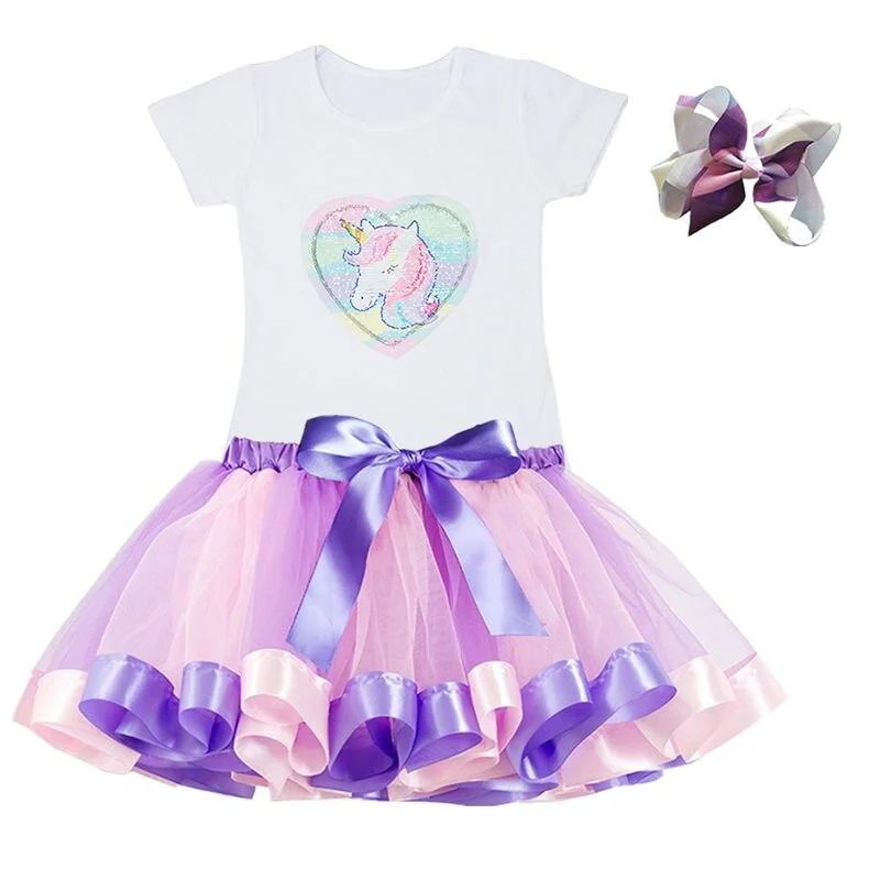 Unicorn Clothing Sets Baby Girls Clothes 2021 Summer Princess Party Unicorn Colorful tutu Dress Kids Birthday Ball Gown Dresses