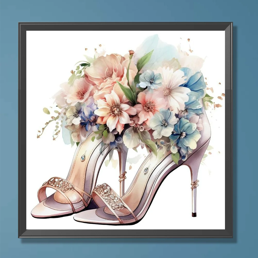 Full Round Diamond Painting 30*30cm - Flower High Heels