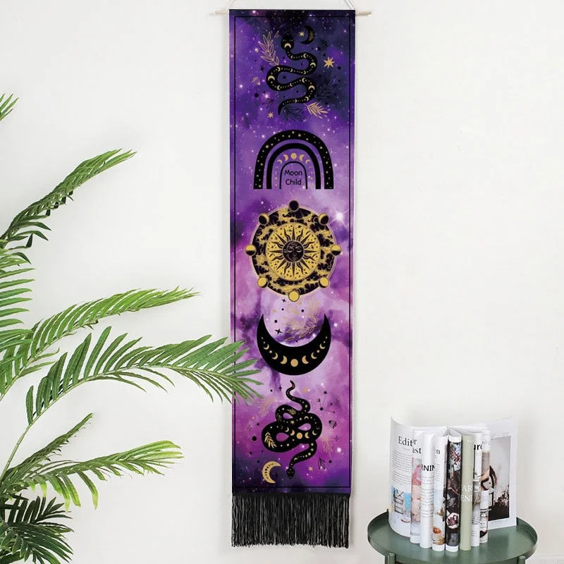 Tarot Devil Eye Wall Hanging Phase Tapestry Bohemia Mandala Tassel Tapestry Boho Hippie Art Tapestries For Bedroom Office Decor