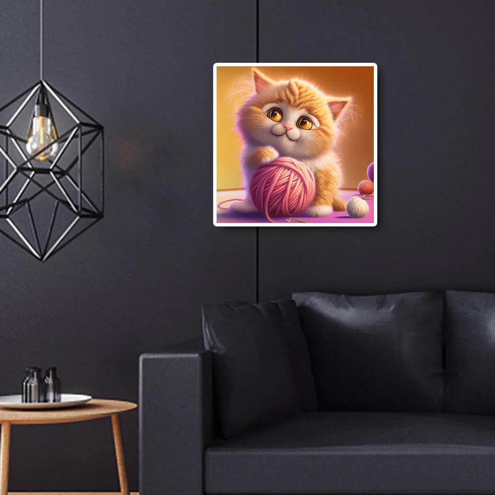 DIY Paint By Number 40*40cm - Cat Playing With Yarn