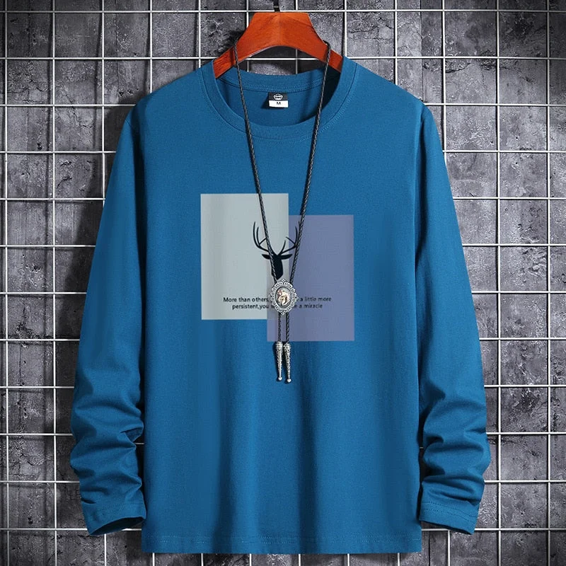 Long sleeve t-shirt men's Pure Cotton autumn and winter new fashion brand T-shirt bottom Shirt Large Men's T-shirt autumn top