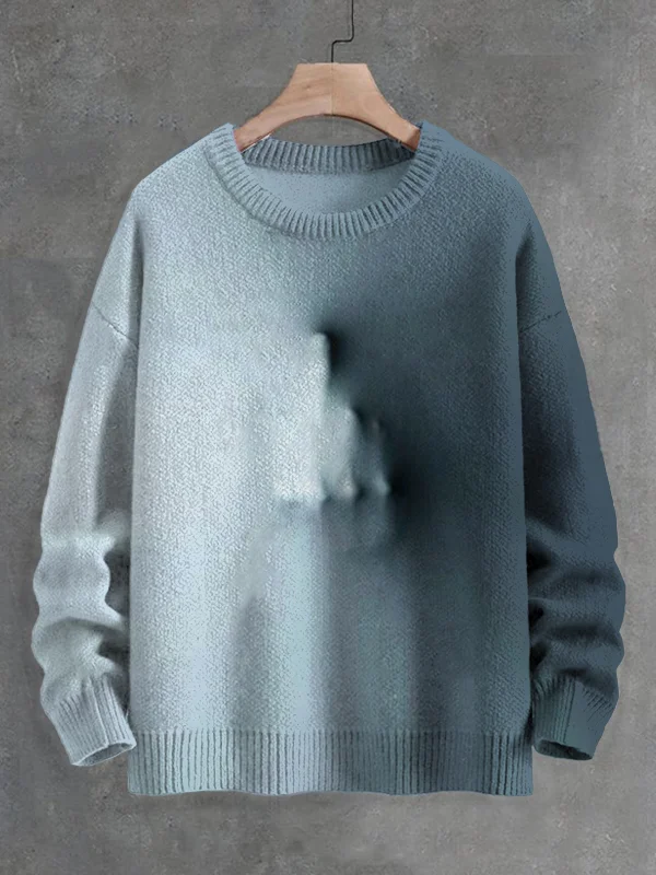 Men's The Middle Finger Is About To Break Through Art Print Knit Sweatshirt