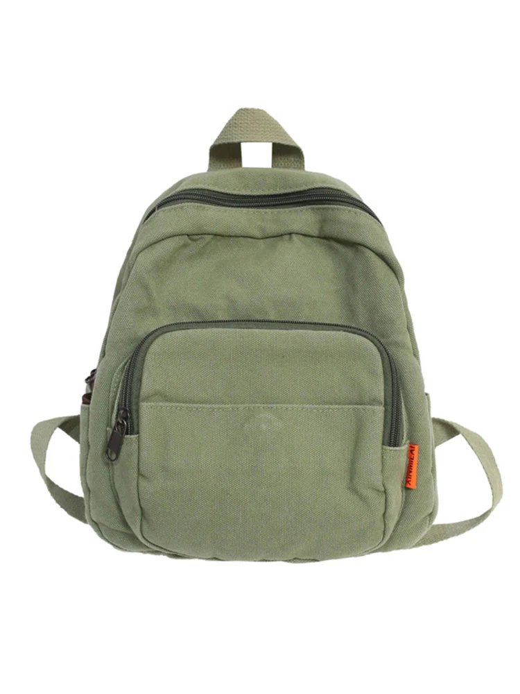 Fashion Women Solid Color Backpack Students Canvas School Knapsacks (Green)