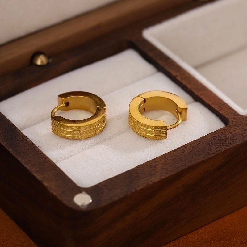 1 Pair Minimalist Round Plating Stainless Steel Titanium Steel 18K Gold Plated Hoop Earrings