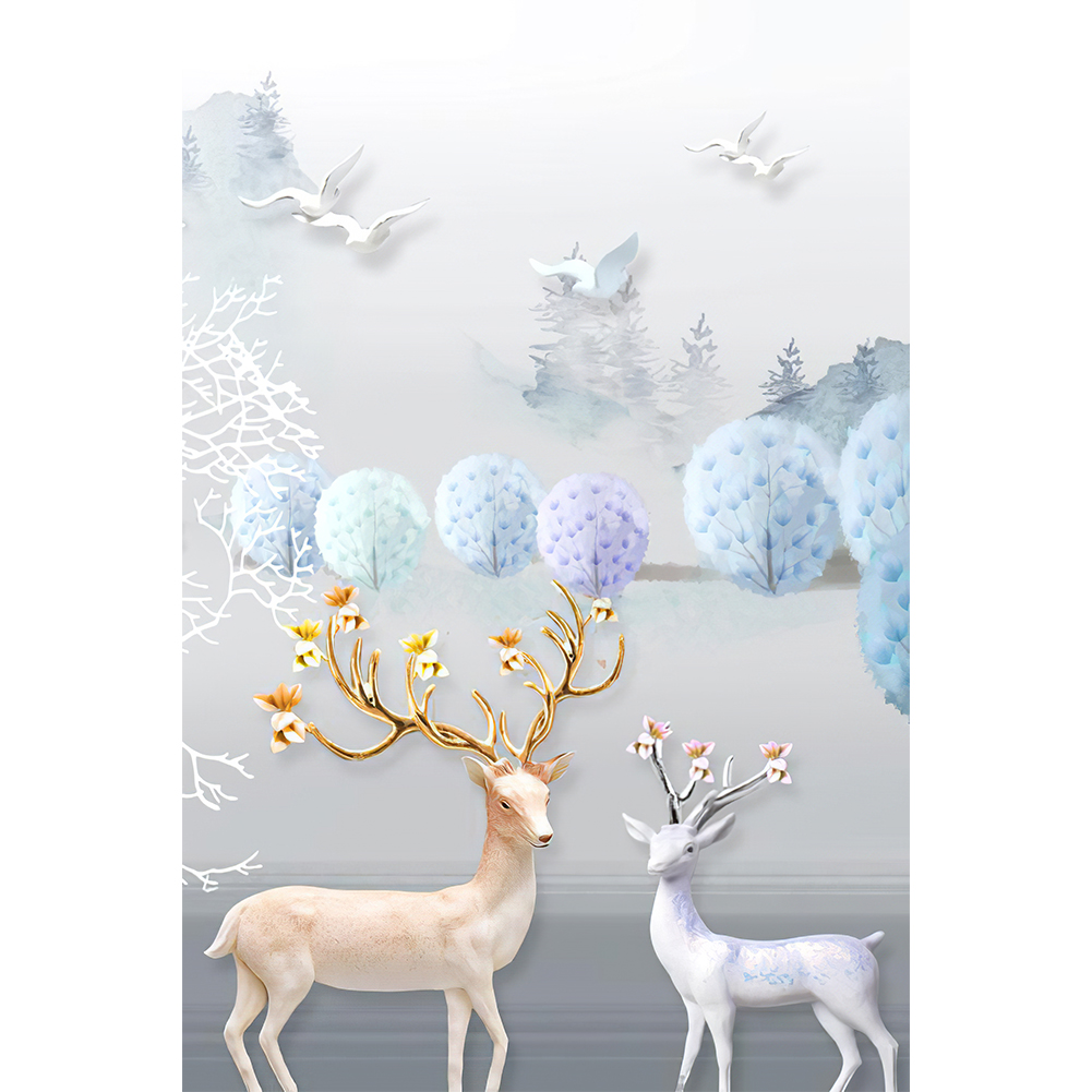 

30*45CM - Round Drill Diamond Painting - Forest Deer, 501 Original