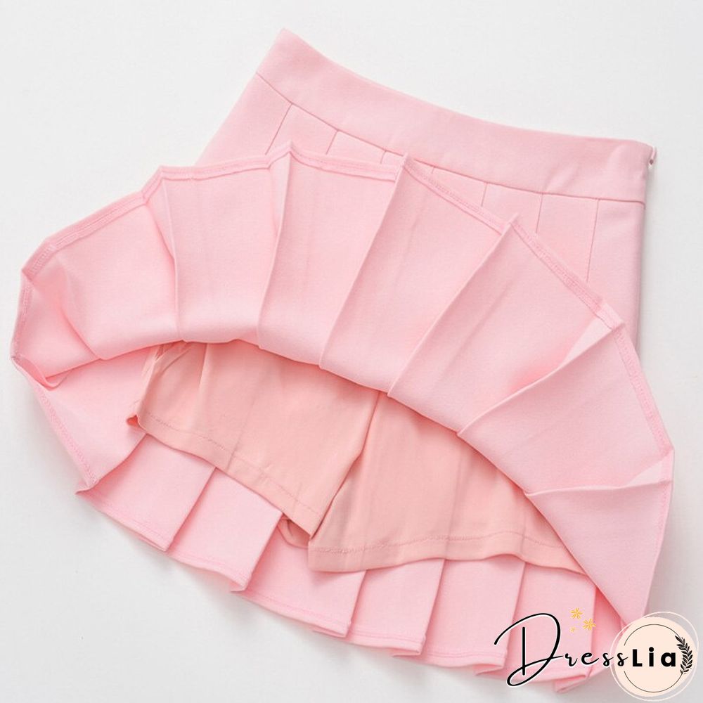 New Spring High Waist Ball Pleated Skirts Harajuku Denim Skirts Solid A-line Sailor Skirt Japanese School Uniform