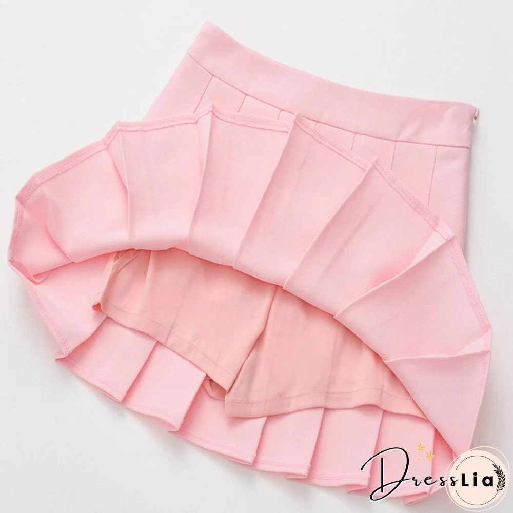 New Spring High Waist Ball Pleated Skirts Harajuku Denim Skirts Solid A-line Sailor Skirt Japanese School Uniform