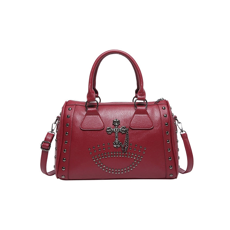 Women’s Pu Leather Cross Vintage Style Square Zipper Handbag Crossbody Bag