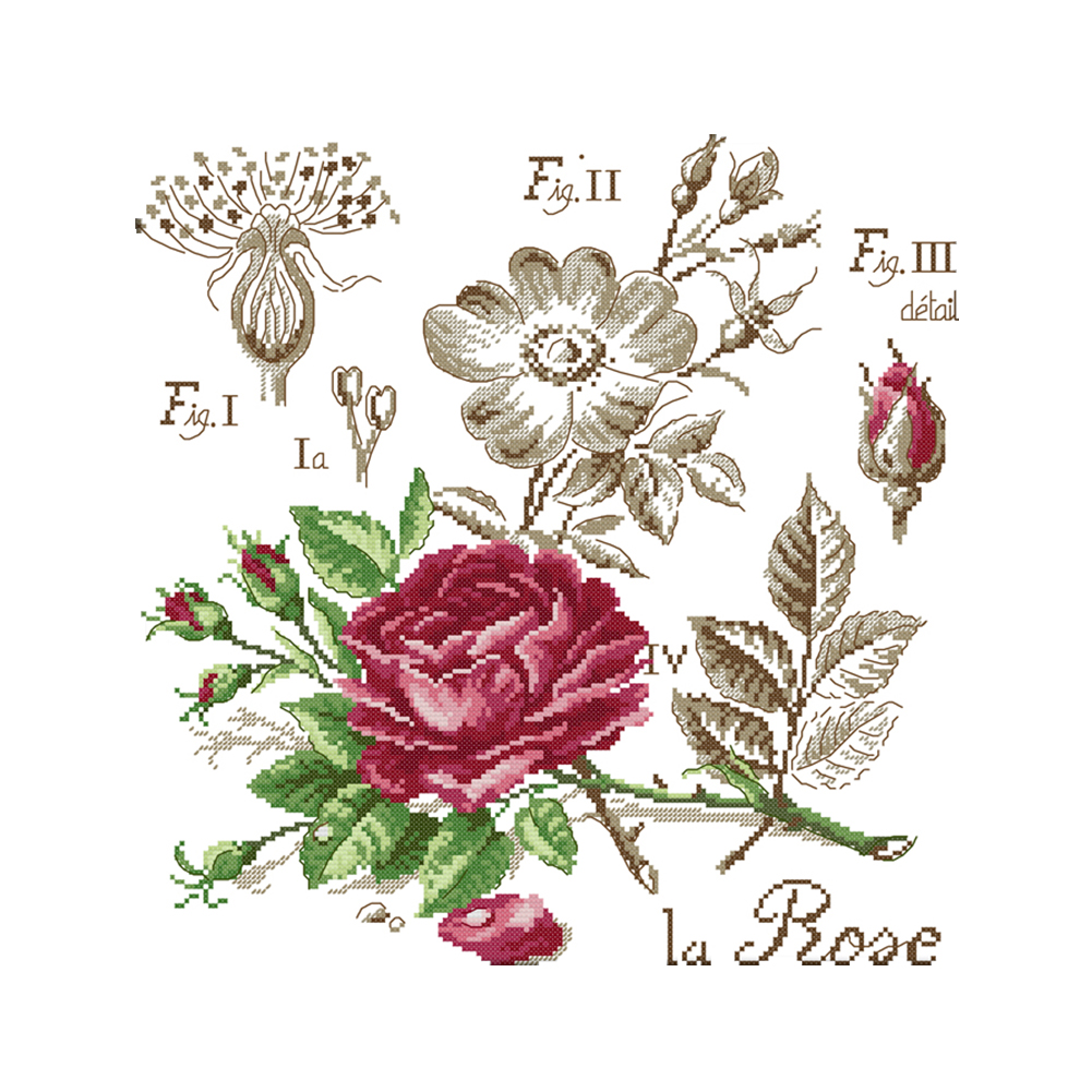 

Rose Flower - 14CT Stamped Cross Stitch - 39*40CM, 501 Original