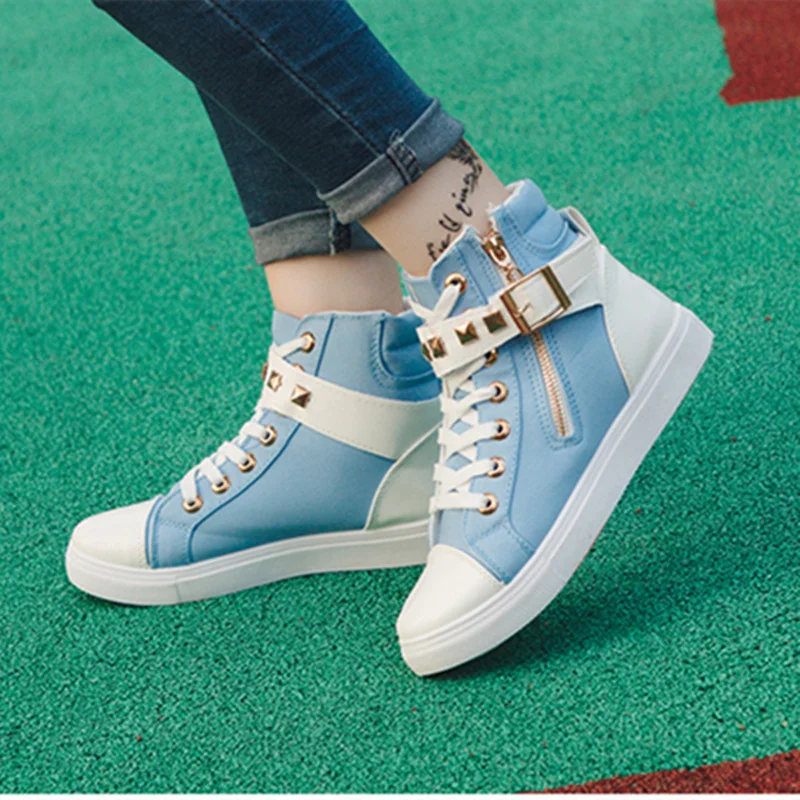Wongn Wongn And Autumn High Help Female Canvas Shoes Student Shoes Korean Version Velcro Casual Shoes Small White Shoes