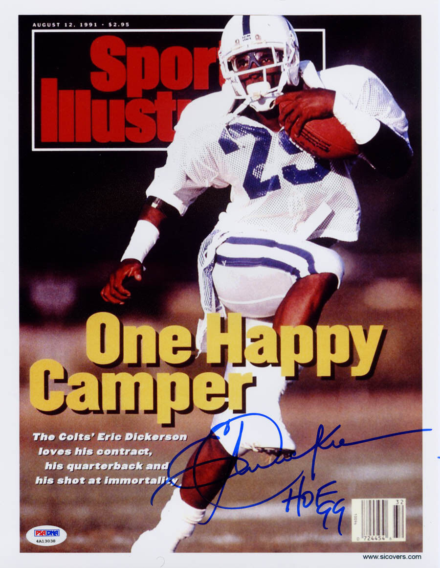 Eric Dickerson SIGNED Sports Illustrated Print +HOF 99 COLTS PSA/DNA AUTOGRAPHED