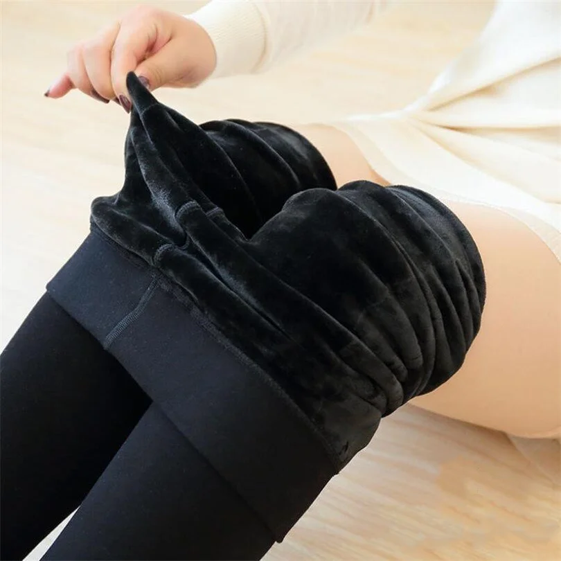 CUHAKCI Pants Winter Legging Women Velvet Leggins Black Keep Thick Warm High Waist Trousers