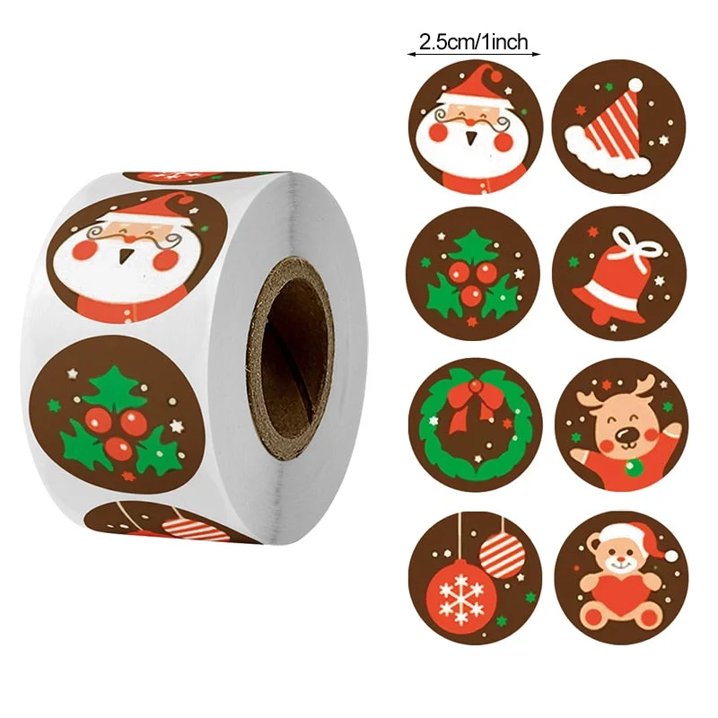 500pcs Merry Christmas Stickers Christmas Tree Elk Candy Bag Sealing Sticker Christmas Gifts Box Labels Decorations New Year
