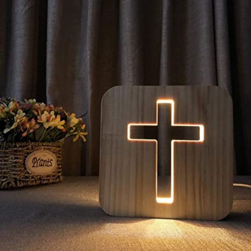 Unique Gift Cross Wooden Decorative Light