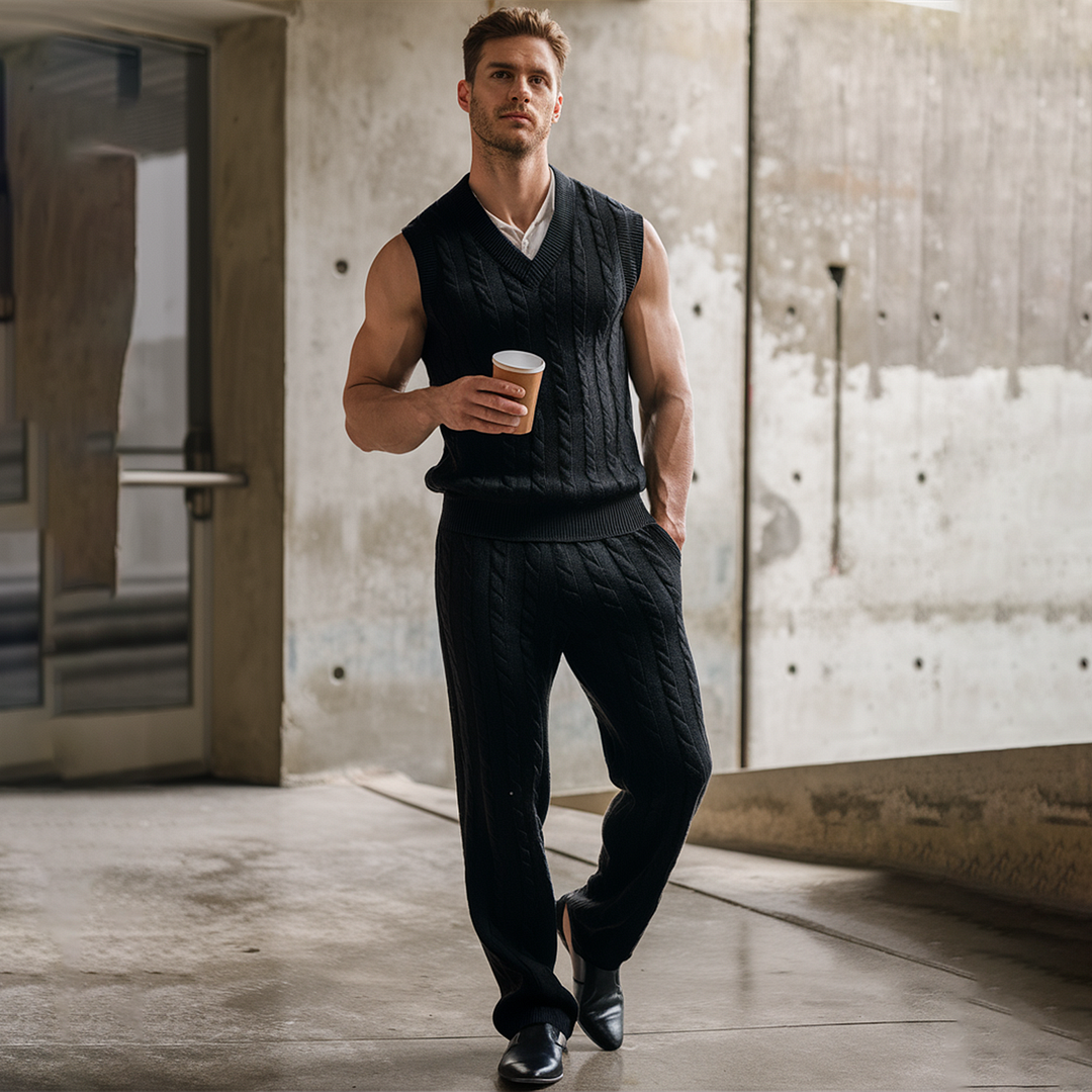 Men's Street Basic Knitted Suit-inspireuse