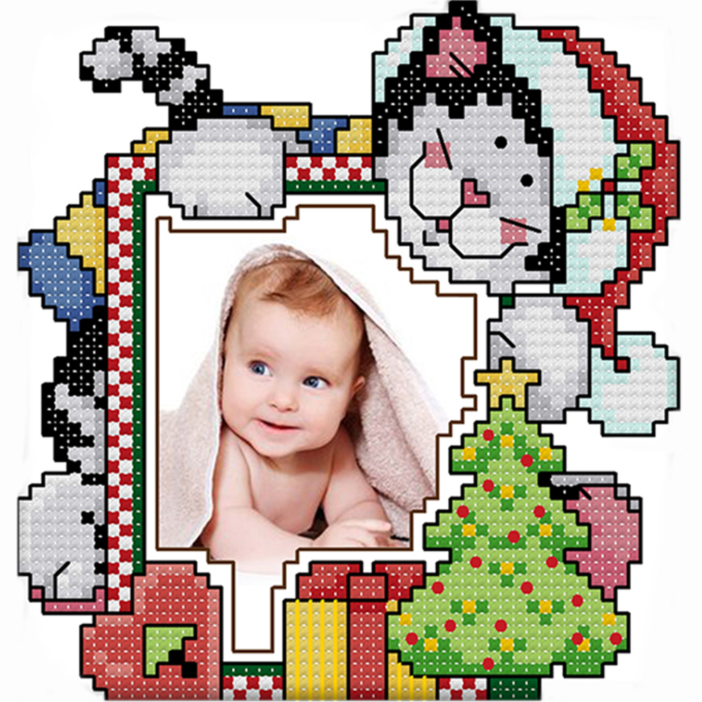 

15*15CM - 14CT Stamped Cross Stitch-Christmas Photo Frame, 501 Original