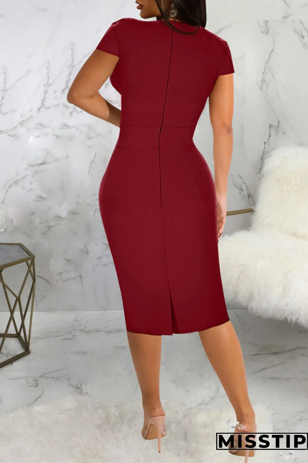 Black Fashion Casual Solid Basic Short Sleeve Dress