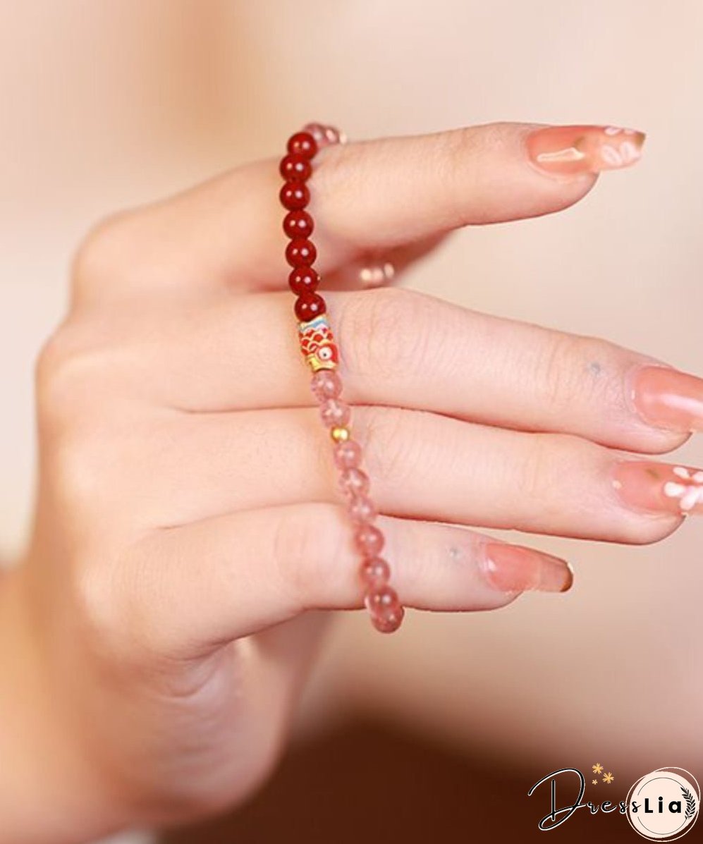 Handmade Inlaid Crystal Cinnaba Bracelet