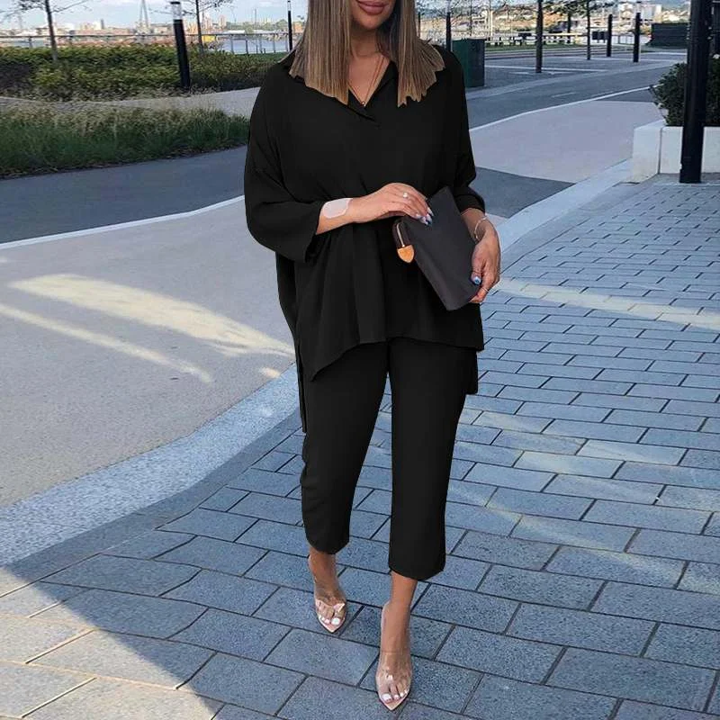 2PCS Pant Sets Spring Lapel Neck Long Sleeve Blouse Suits Urban Tracksuit ZANZEA Women OL Matching Sets Casual Solid Work Sets