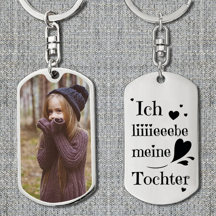 Kettenmachen Personalisierbarer Foto Schlüsselanhänger-Ich liebe dich bis in die Unendlichkeit-Geschenk für Tochter