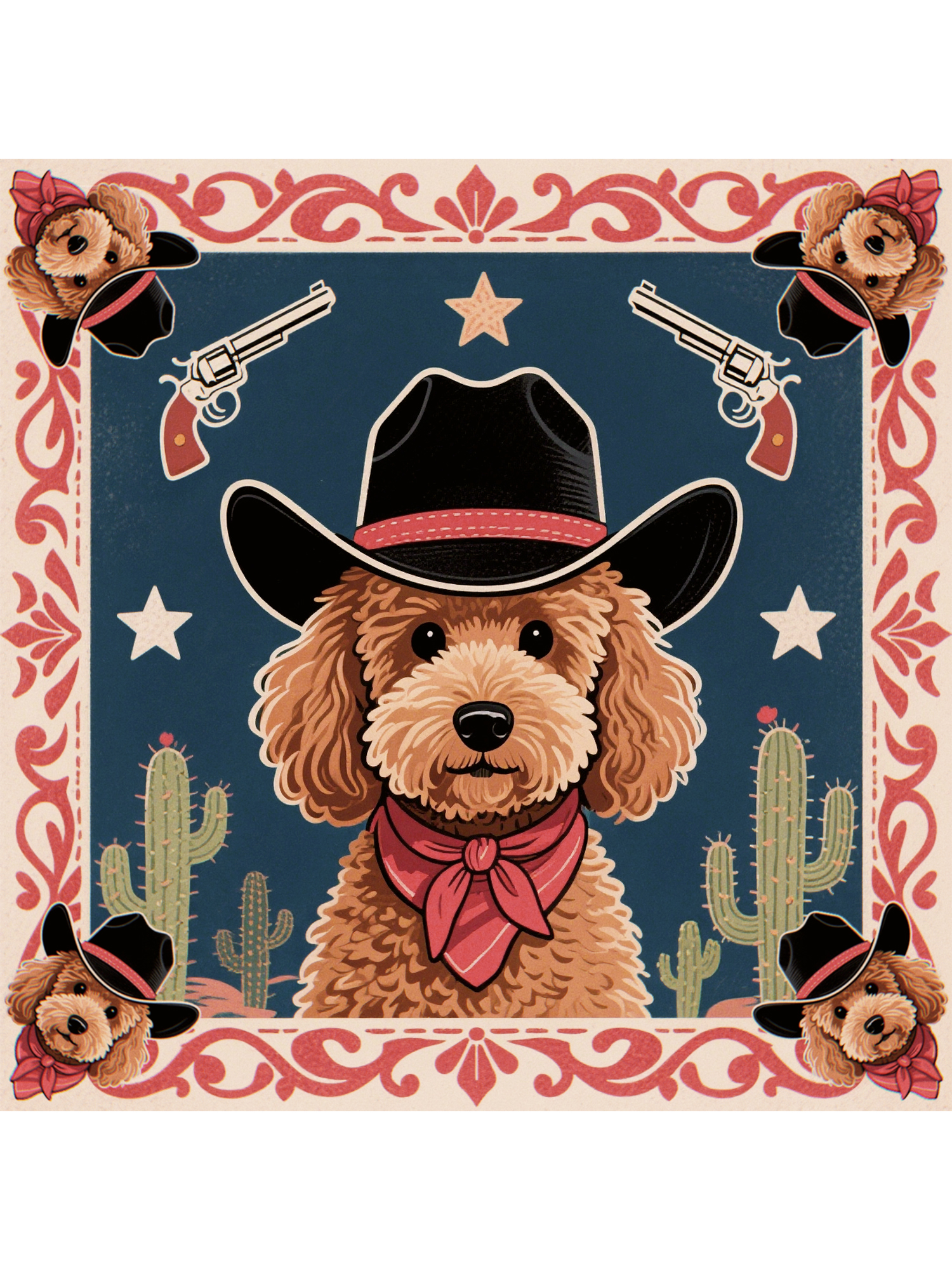 Western Cowpuppy Cotton Bandana