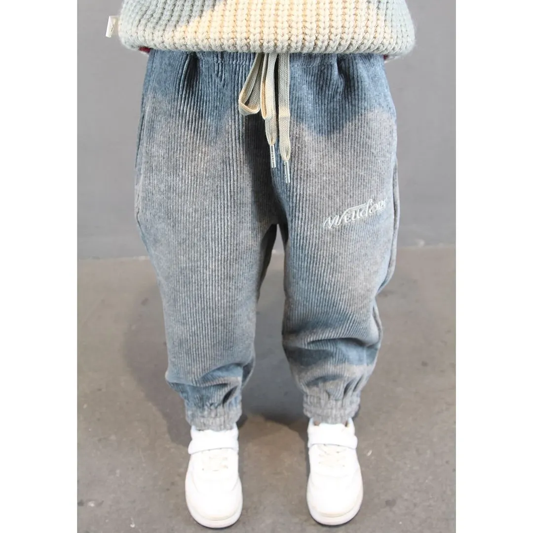 Baby boys winter pants Corduroy fabric autumn and winter 2-9 years old kid's thick cashmere Unisex outdoor trousers girls pants