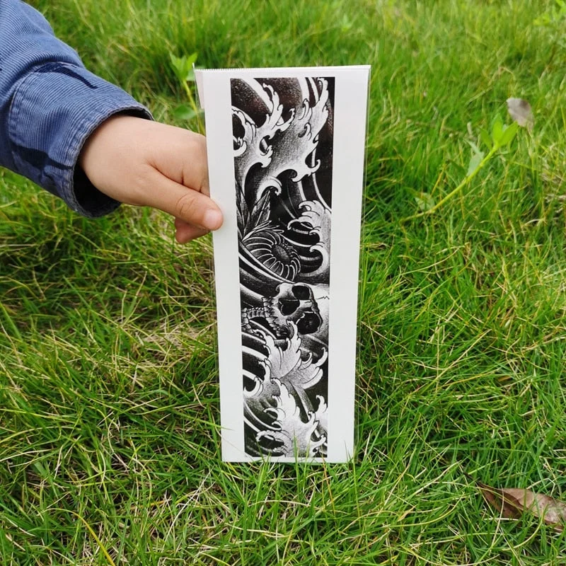 Waterproof Flower Arm Temporary Tattoo Sticker Chinese Wind Arm Ring Wave Art Dec Fake Tattoo Men Women Foot Ring Tattoo Sticker