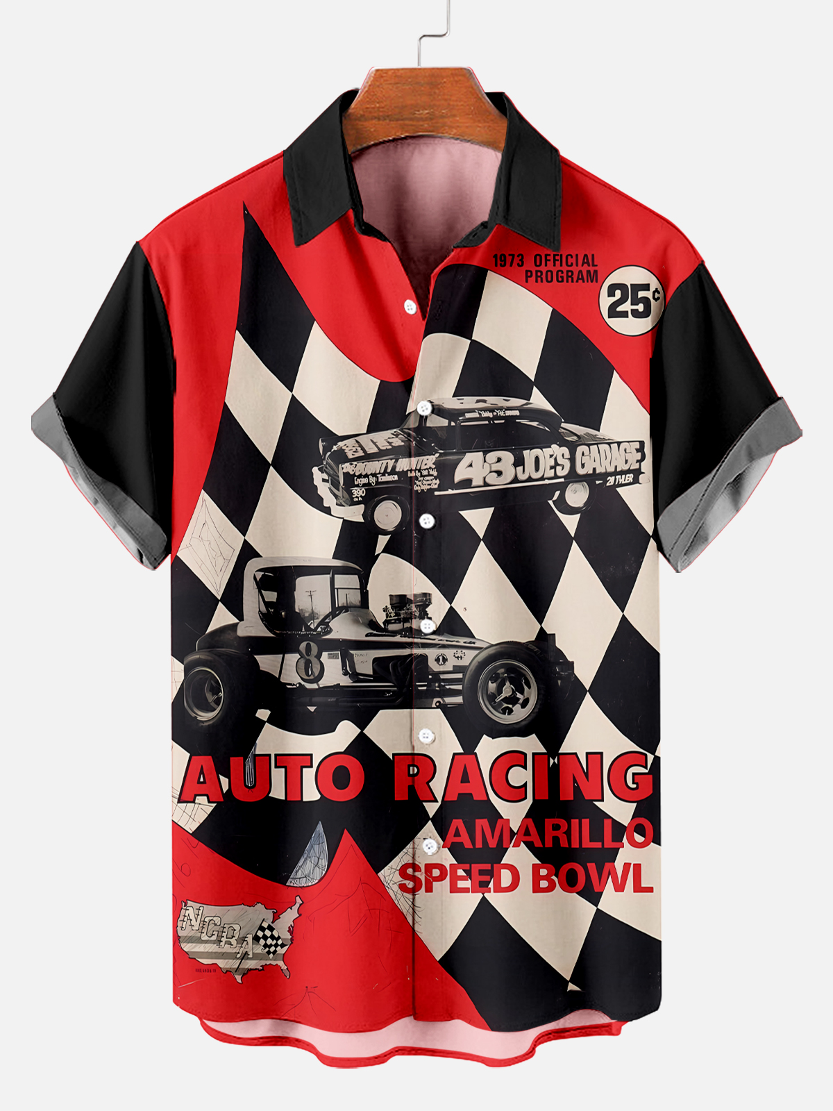 Men's Retro Car Graphic Print Short Sleeve Shirt PLUSCLOTHESMAN