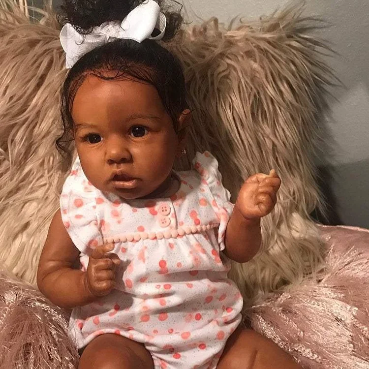 20" Sutton Black Reborn Toddler Baby Doll Girl, Lifelike Soft African American Doll Gift Rebornartdoll® RSAW-Rebornartdoll®