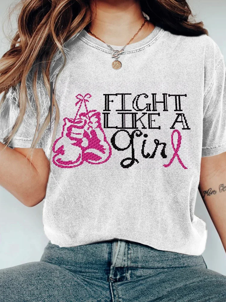 Breast Cancer Pattern Short Sleeve Shirt