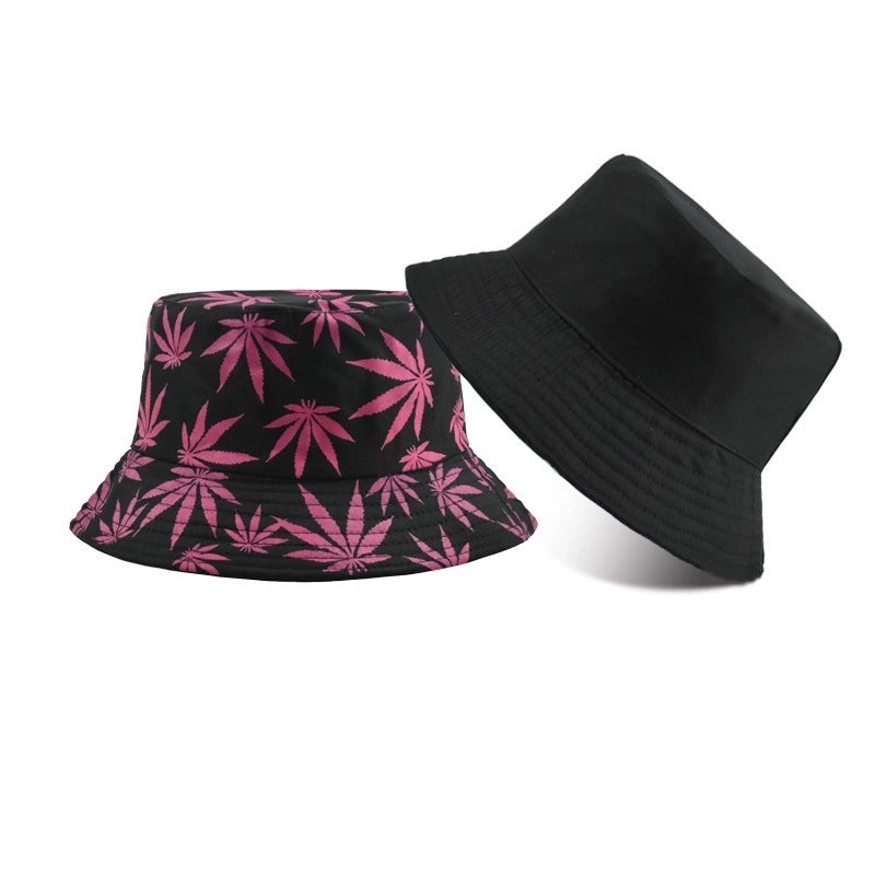 Unisex Minimalist Maple Leaf Printing Wide Eaves Bucket Hat