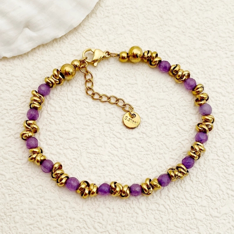 Sweet Round 304 Stainless Steel 14K Gold Plated Bracelets In Bulk