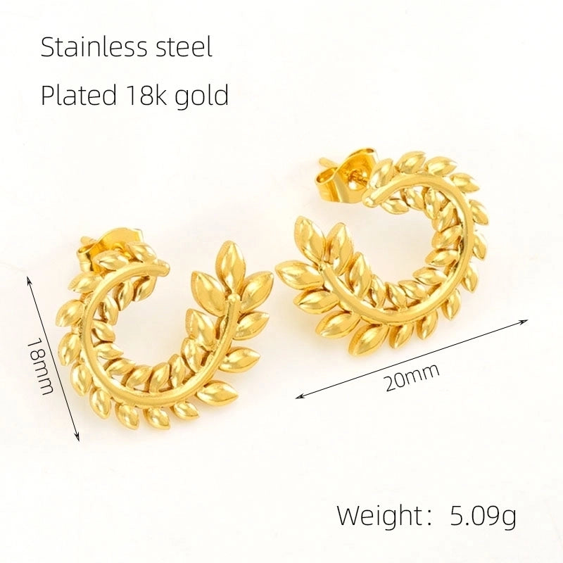 1 Pair Elegant Wreath Polishing Plating Stainless Steel Titanium Steel 18K Gold Plated Earrings