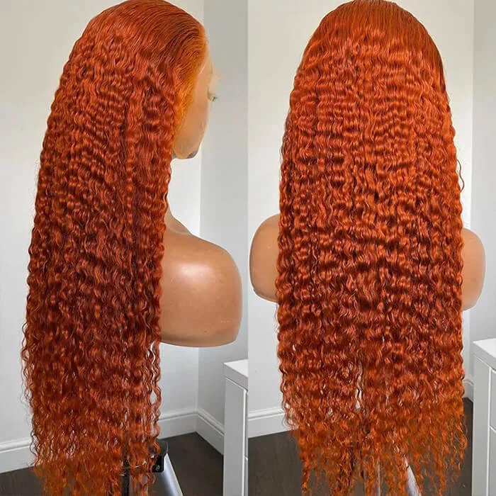 Ginger Curly Wig 13x4 Lace Front Wigs Colored Human Hair Lace Front Wigs