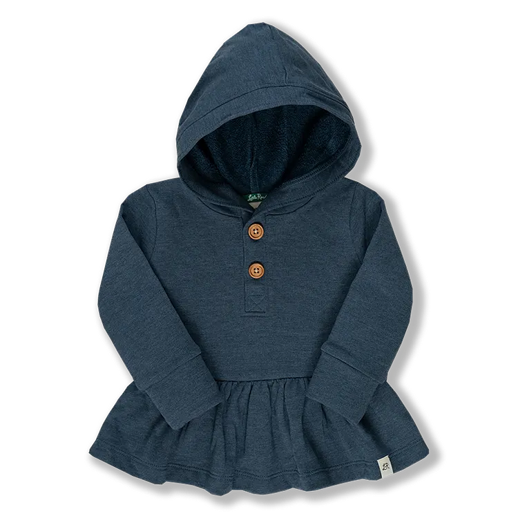 Midnight Peplum Button Hoodie