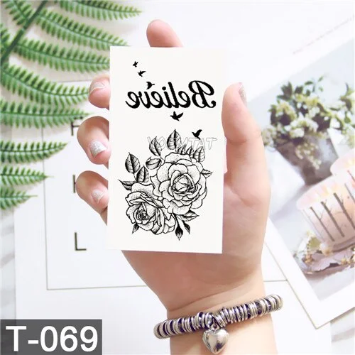 Waterproof temporary tattoo stickers on the body art temporary men tattoos lines rose fake tattoo stickers temporary tattoos