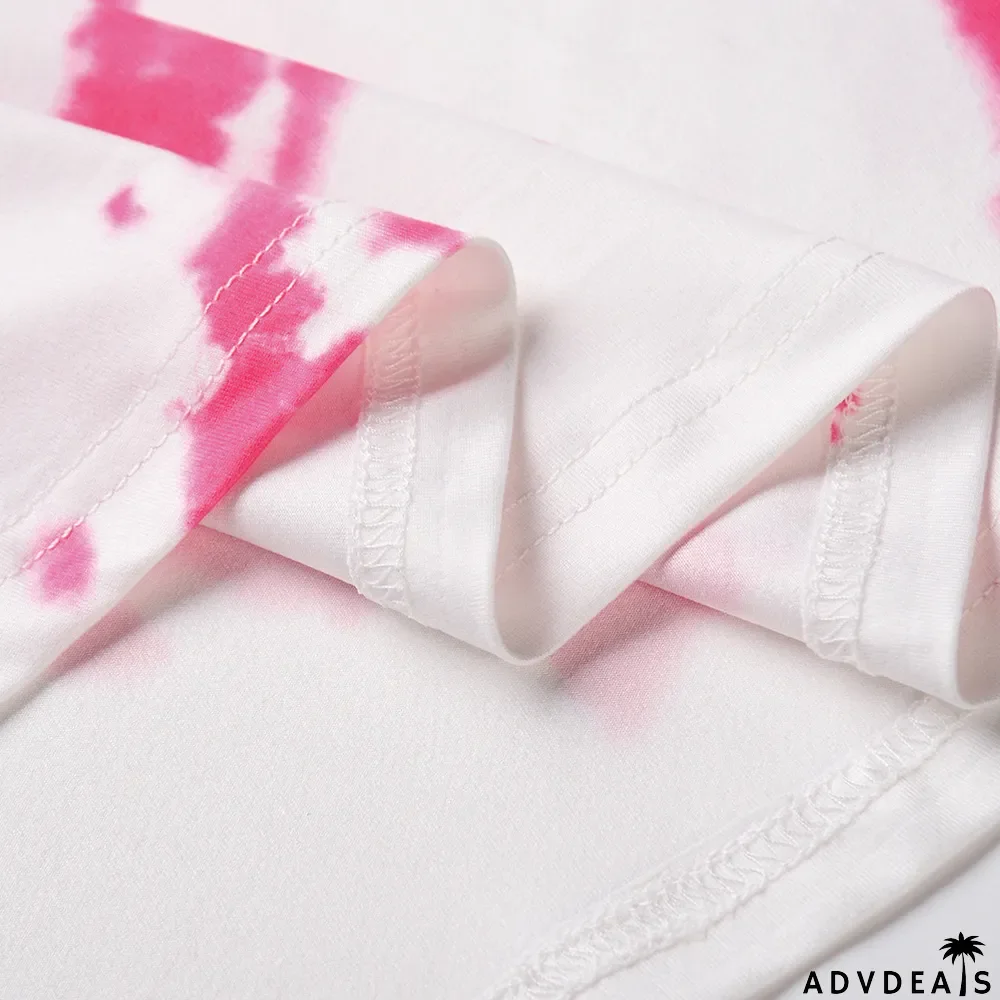 Summer Tie Dye Tongue Print O-Neck Regular Shirt