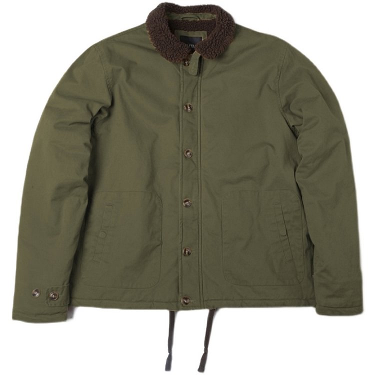 Military Style N1 Navy Plywood Warm Lamb Wool Fleece Thick Jacket