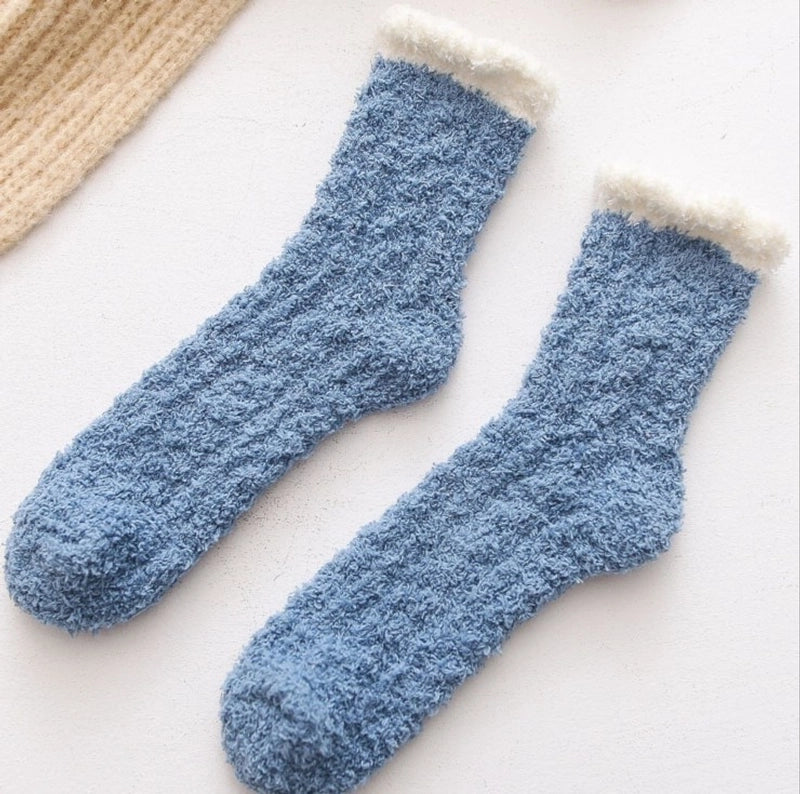 Coral Velvet Socks Women’s Autumn And Winter Velvet Thickened Towel Floor Socks Mid-tube Moon Socks Long-tube Sleep Socks Warm